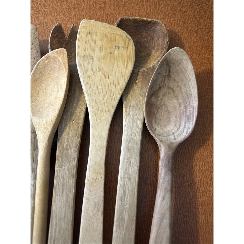 Lot Of 9 Wooden & Bamboo Cooking‎ Utensils